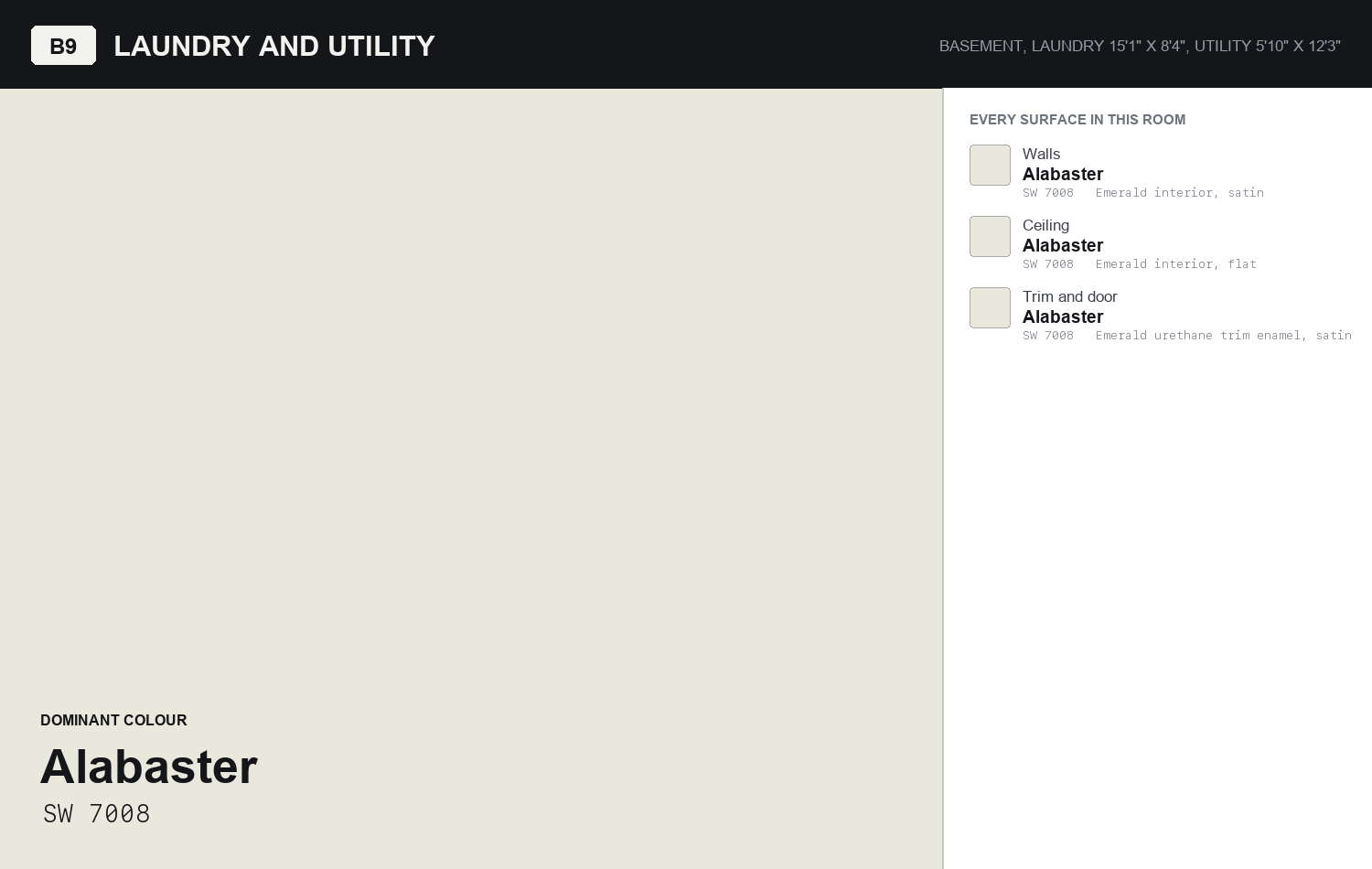 Colour board for Laundry and utility
