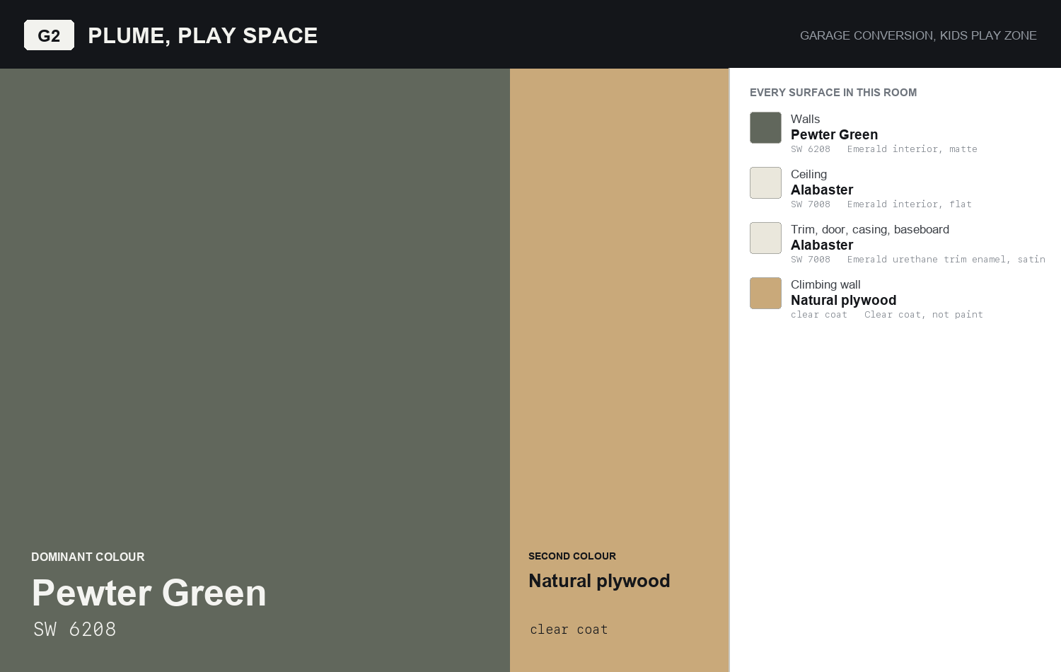 Colour board for Plume, play space