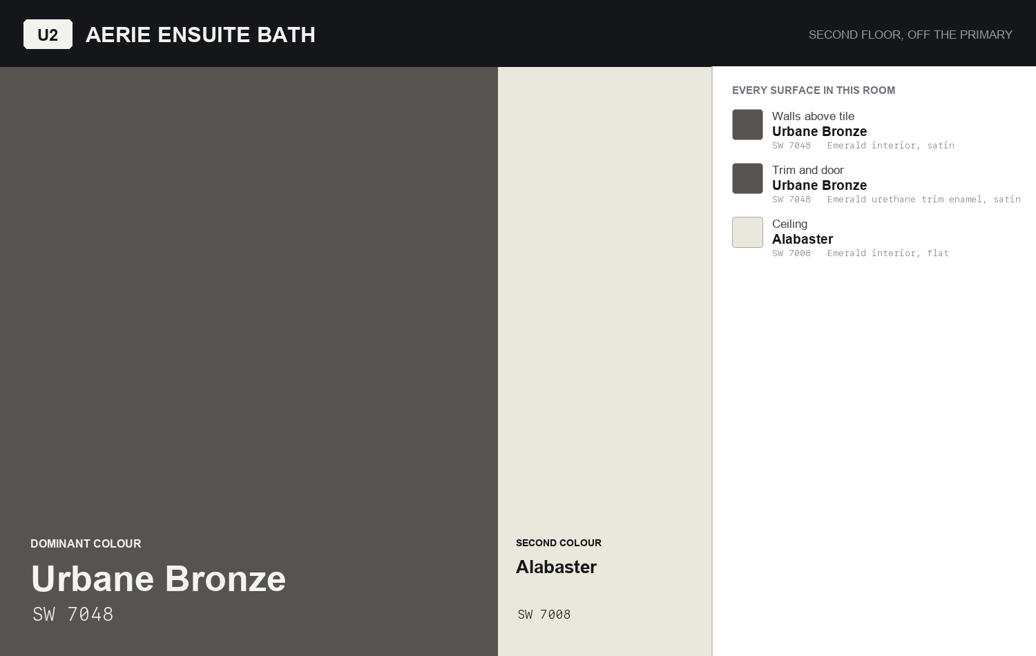 Colour board for Aerie ensuite bath